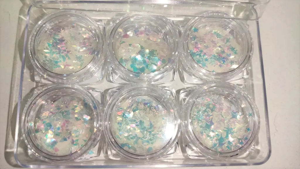 Konfetti-Chamäleon für Nageldesign, 6 stk.