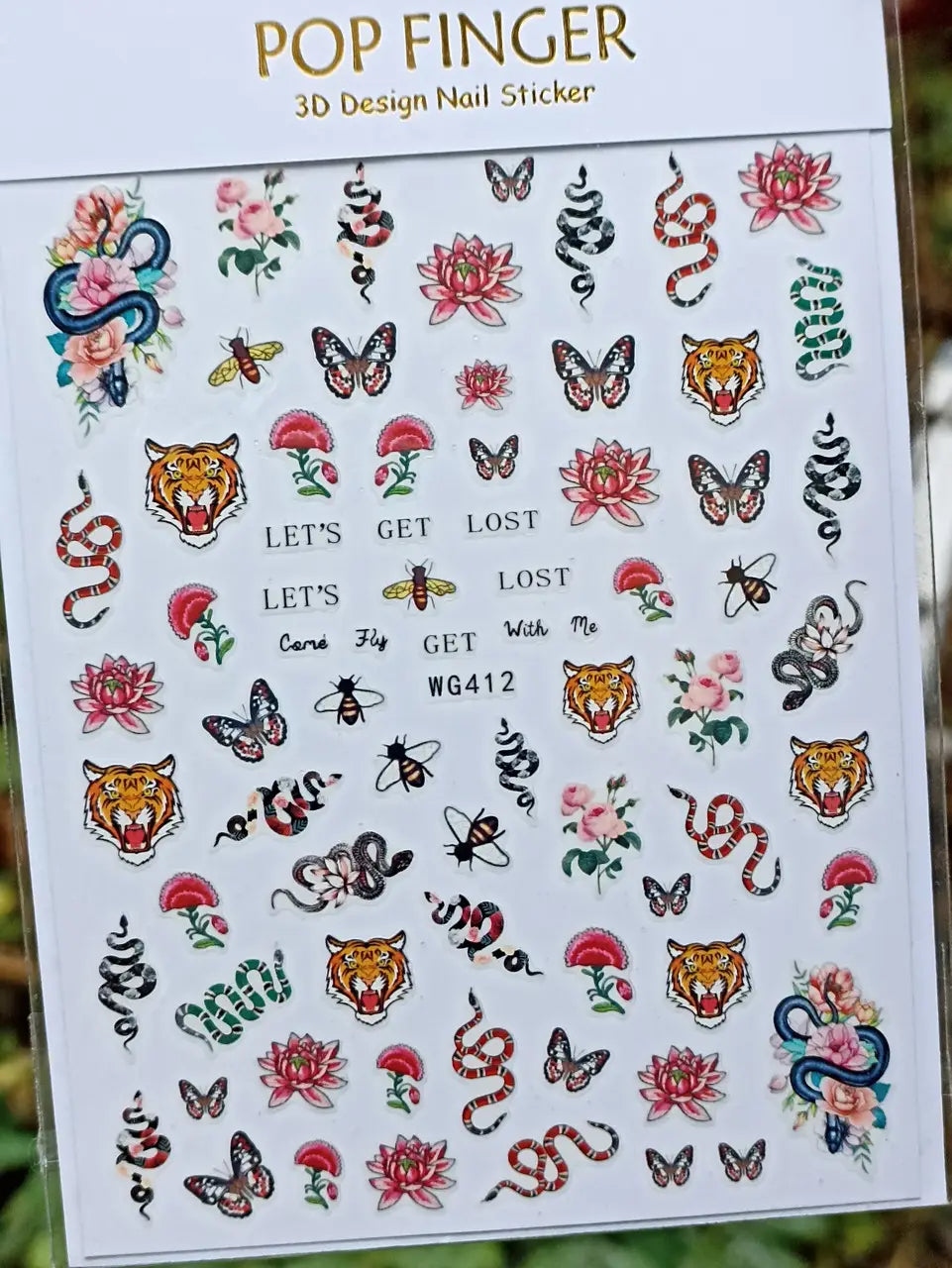 Nagelsticker für Nageldesign mit selbstklebender Rückseite WG412