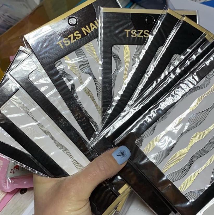 Flexible 3D-Manikürebänder gold+schwarz