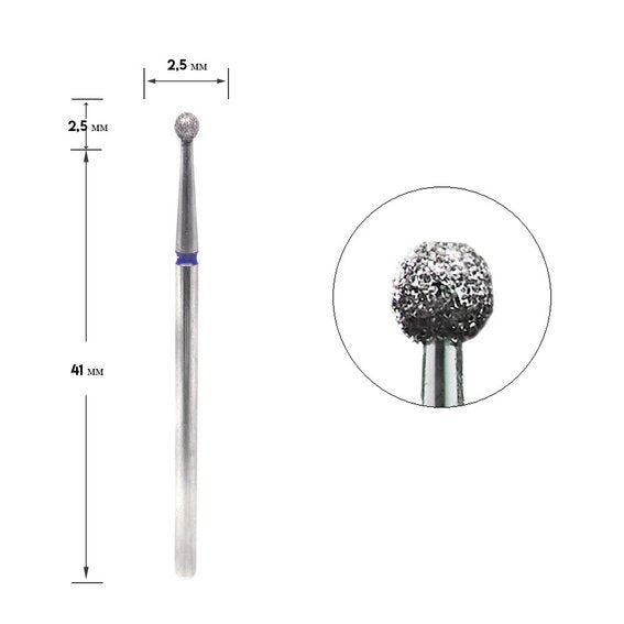 Diamantfräser Bit, blaue Kugel, Durchmesser 2,5 mm